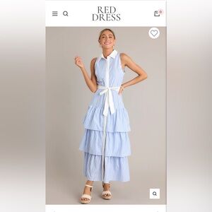 NWOT - Never worn - Blue Striped Maxi Dress w/collar